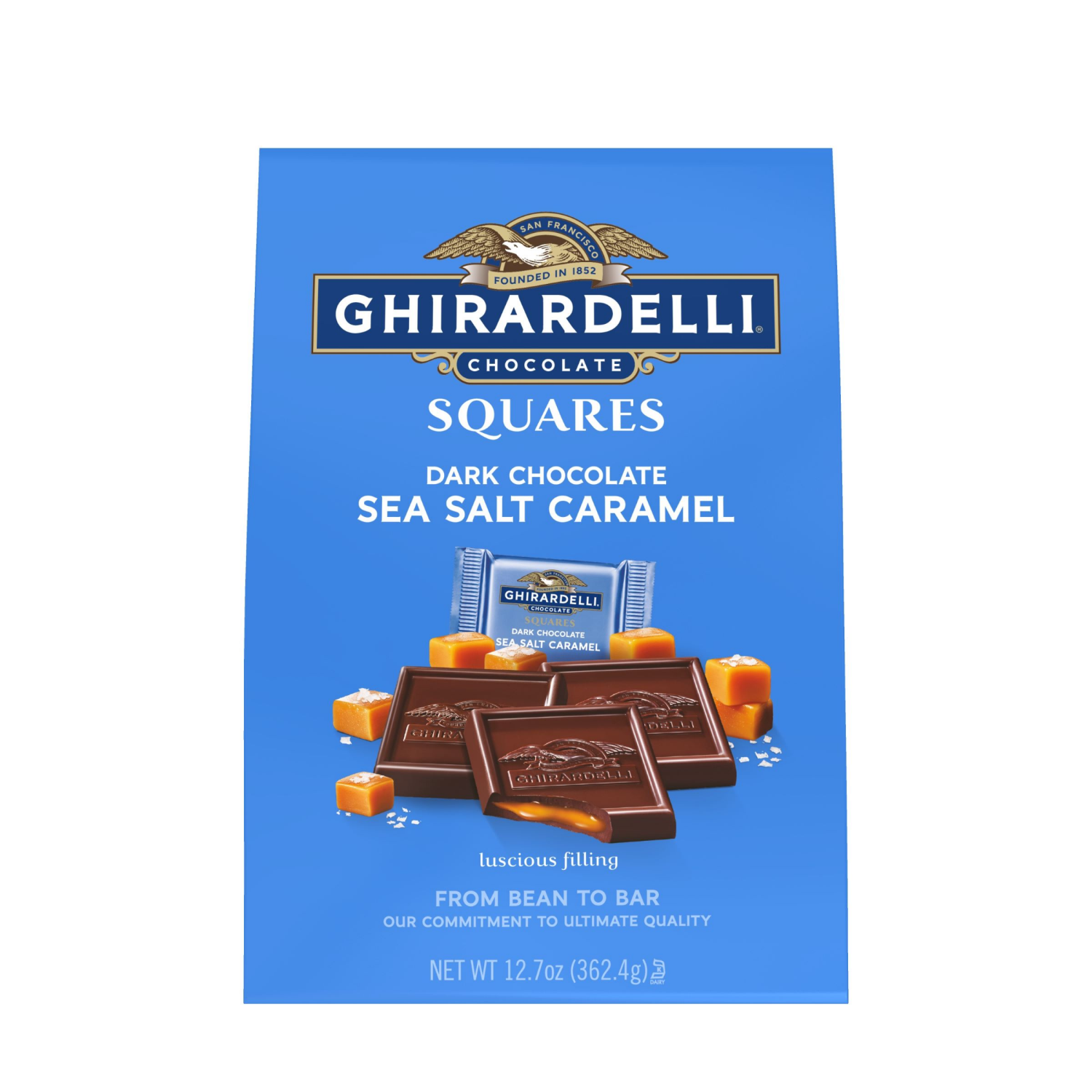 slide 1 of 1, GHIRARDELLI Dark Chocolate Sea Salt Caramel Squares,, 12.7 oz