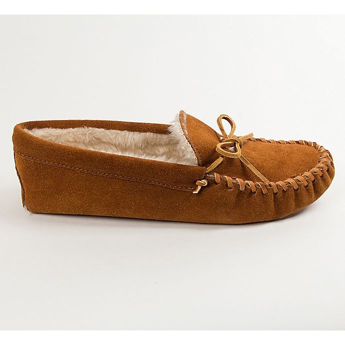 slide 2 of 3, Minnetonka Size 11 Men's Pile-Lined Soft Sole Slippers - Brown, Size 11