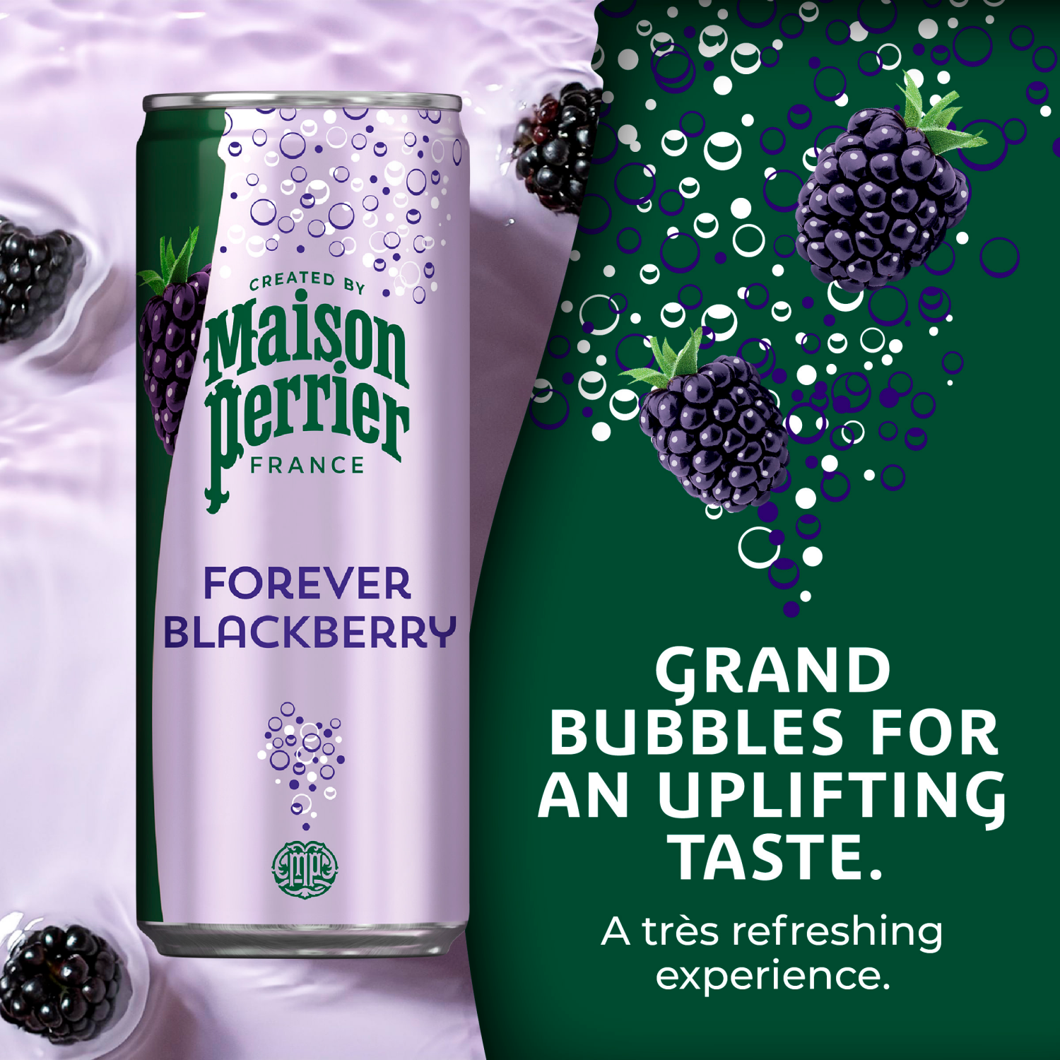 slide 4 of 5, Maison Perrier Forever Blackberry Flavored Sparkling Water, 11.15 FL OZ Cans, 8 Count, 8 ct