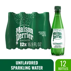 Maison Perrier Ultimate Sparkling Water, 16.9 FL OZ Plastic Water Bottles, 12 Count