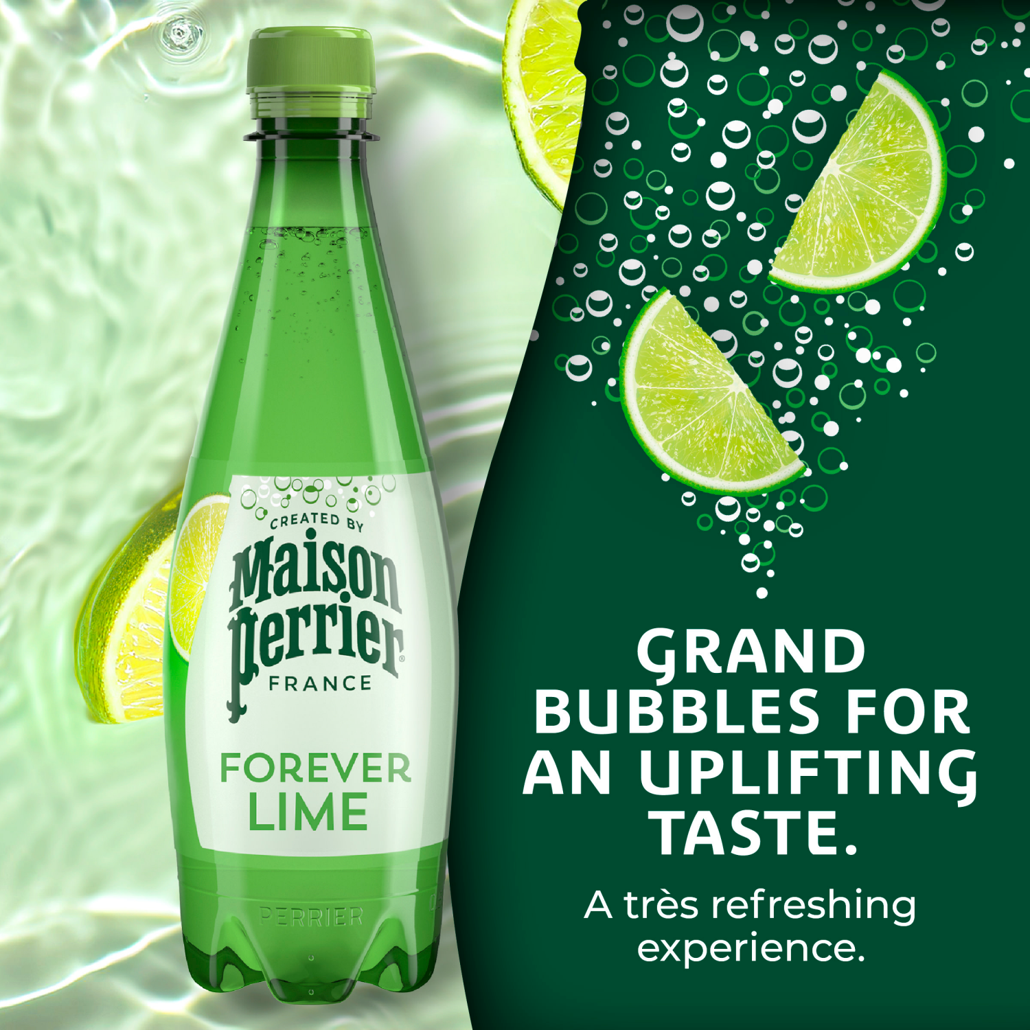slide 4 of 5, Maison Perrier Forever Lime Flavored Sparkling Water, 16.9 FL OZ Plastic Water Bottles, 6 Count, 6 ct