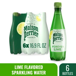 Maison Perrier Forever Lime Flavored Sparkling Water, 16.9 FL OZ Plastic Water Bottles, 6 Count