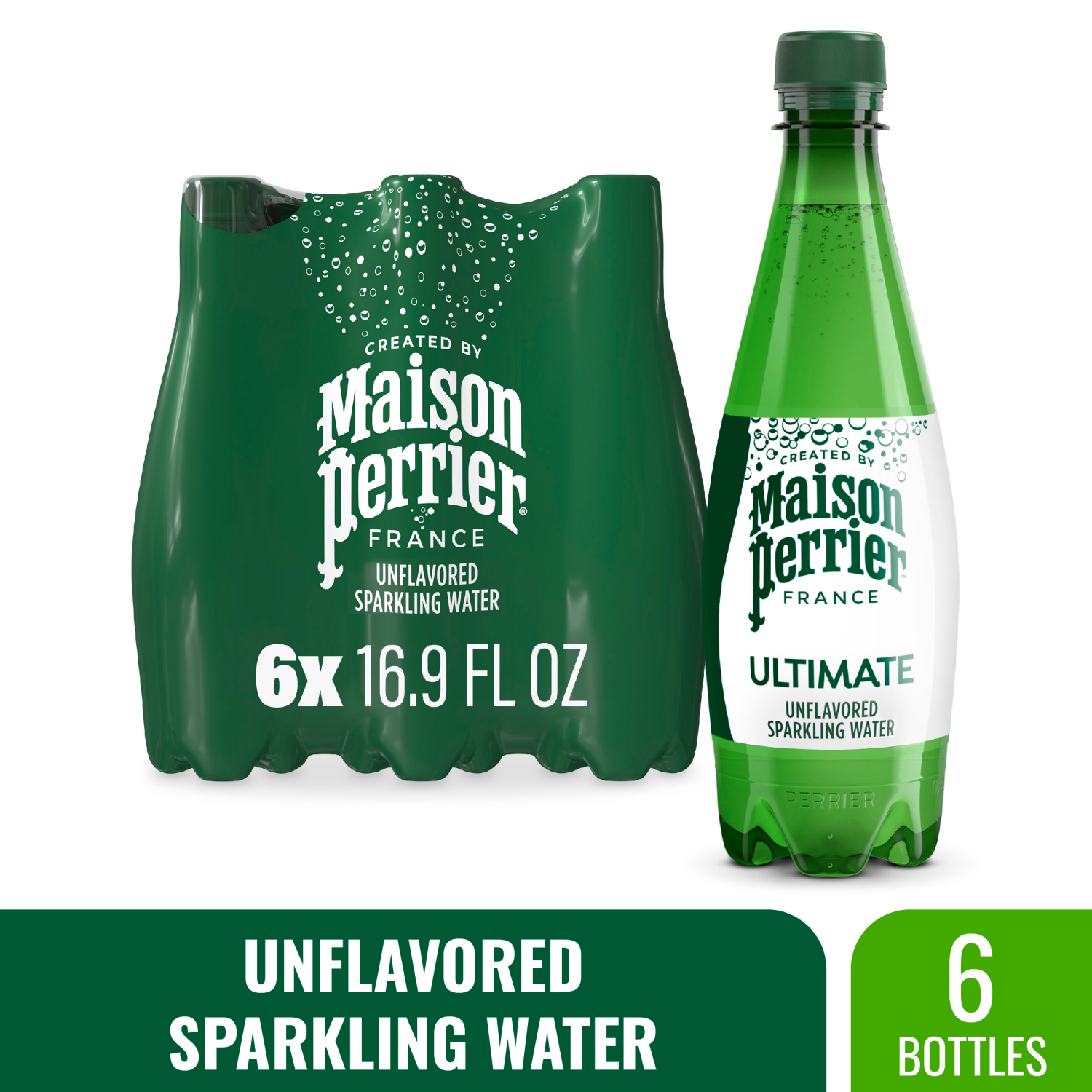 slide 1 of 8, Maison Perrier Ultimate Sparkling Water, 16.9 FL OZ Plastic Water Bottles, 6 Count, 6 ct