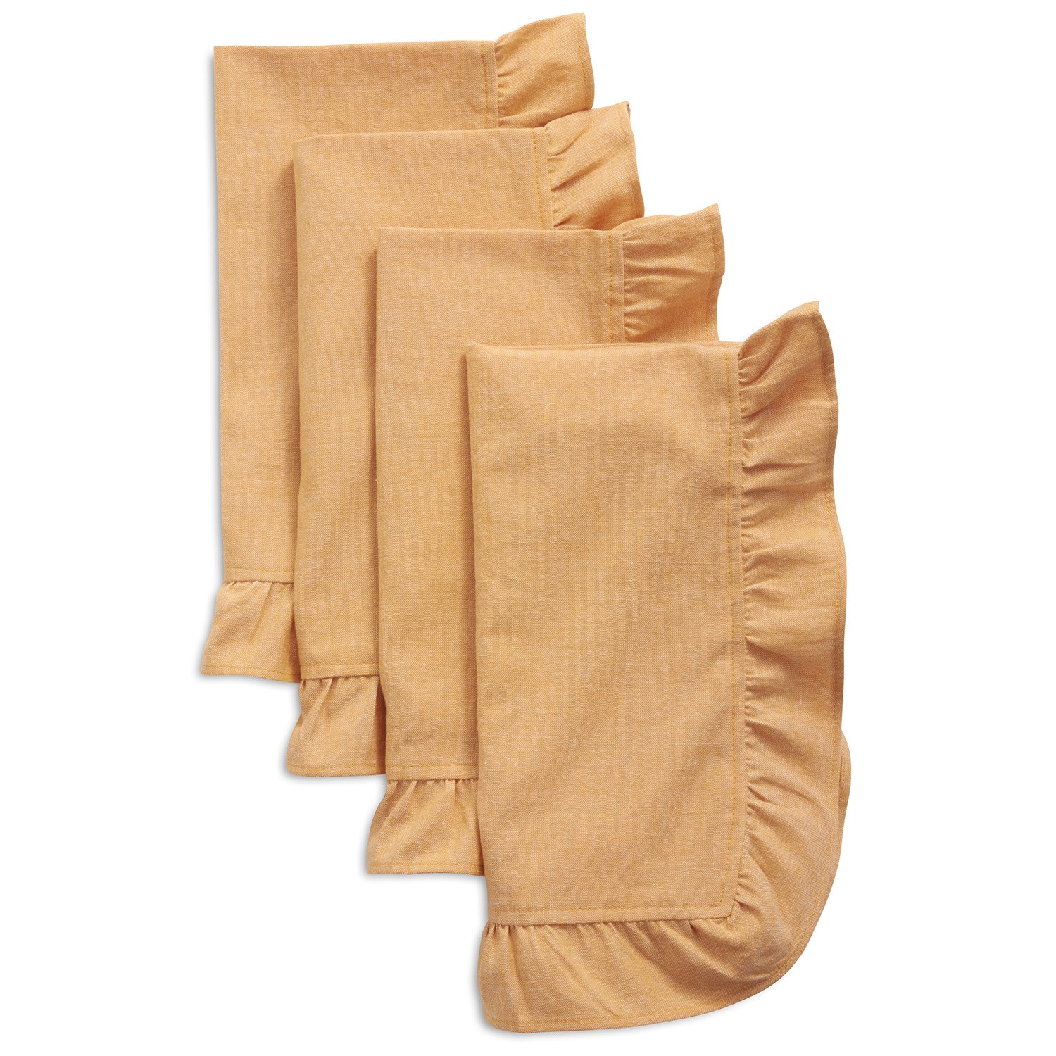 slide 1 of 1, Sur La Table Chambray Ruffle Napkins, Honey, 4 ct