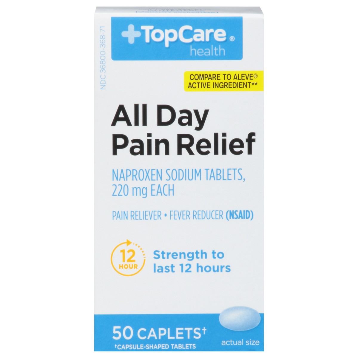 slide 2 of 16, TopCare Naproxin All Day Pain Relie, 50 ct