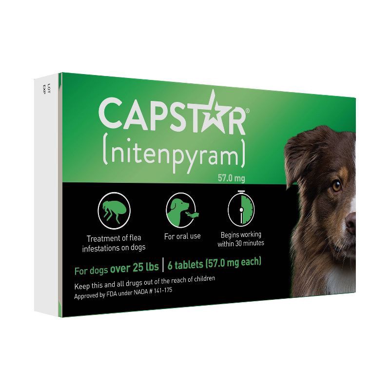 slide 5 of 10, Capstar Flea Tabs Dog 25+LB 6CT, 6 ct