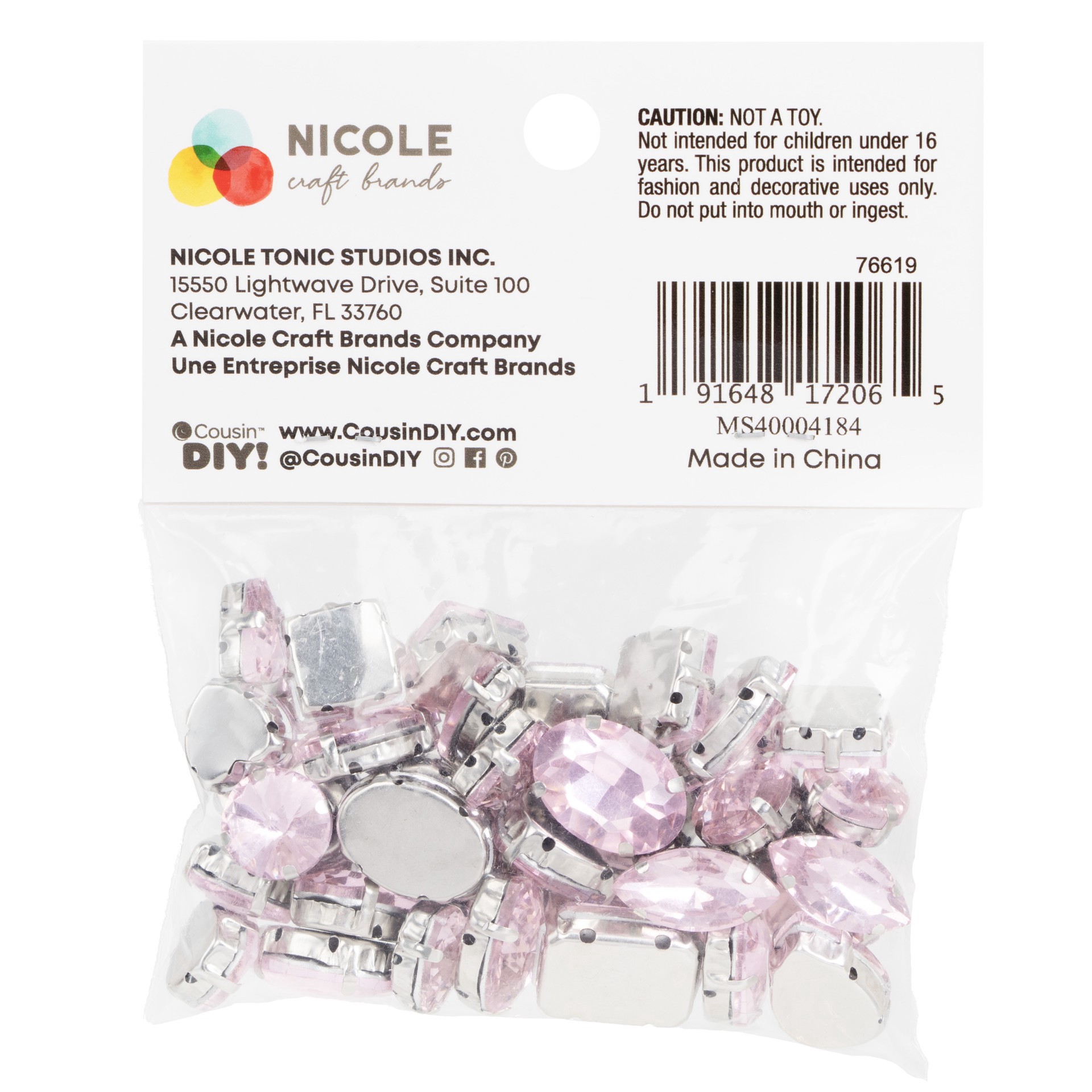 slide 6 of 6, Cousindiy Silver Light Rose Glass Sew-On Rhinestones, 40ct., 40 ct