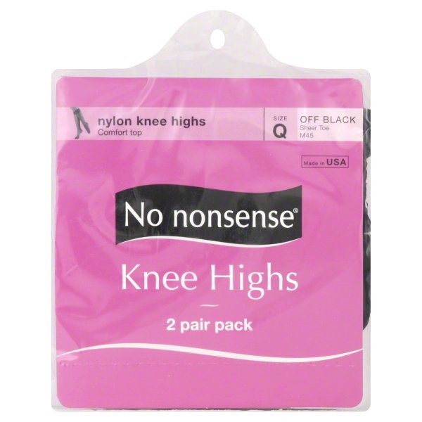 slide 1 of 2, No Nonsense Knee Highs One Size Off Black Sheer Toe, 2 ct