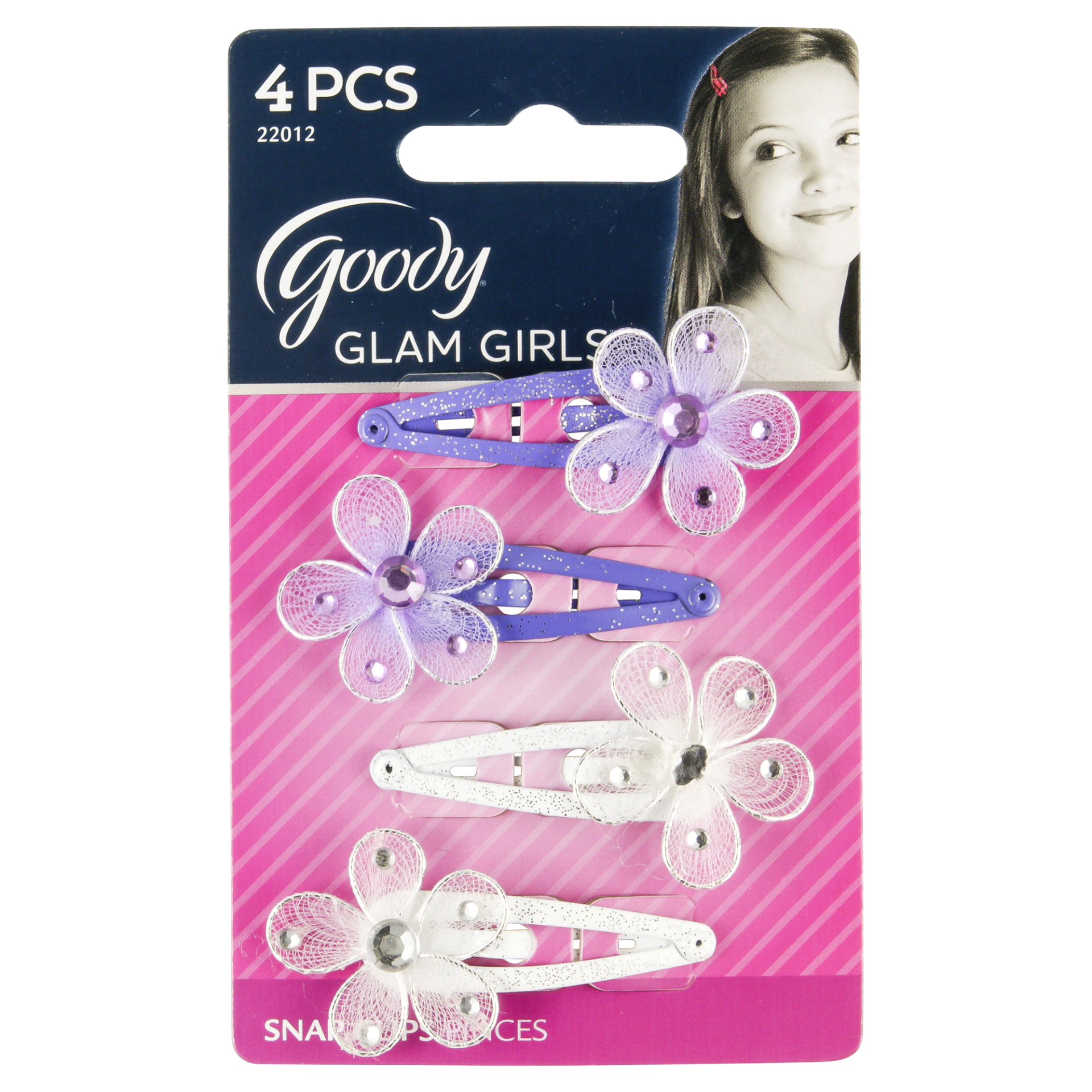 slide 1 of 2, Goody Girls Snap Clips, Jewel Flower, 4 ct