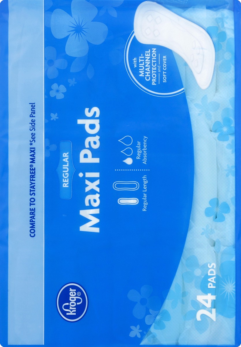 slide 3 of 5, Kroger Regular Maxi Pads, 24 ct