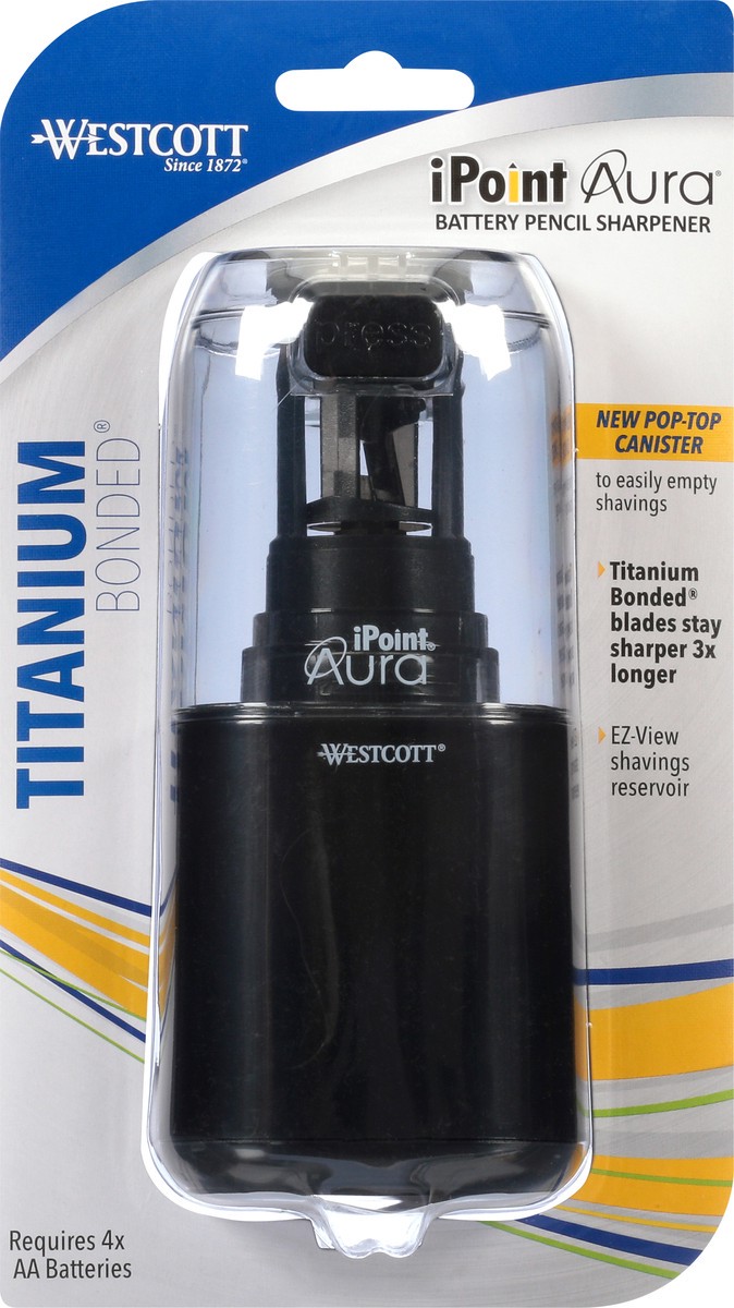 slide 1 of 9, Wescott I Point Aura Titanium Bonded Battery Pencil Sharpener 1 ea, 1 ct