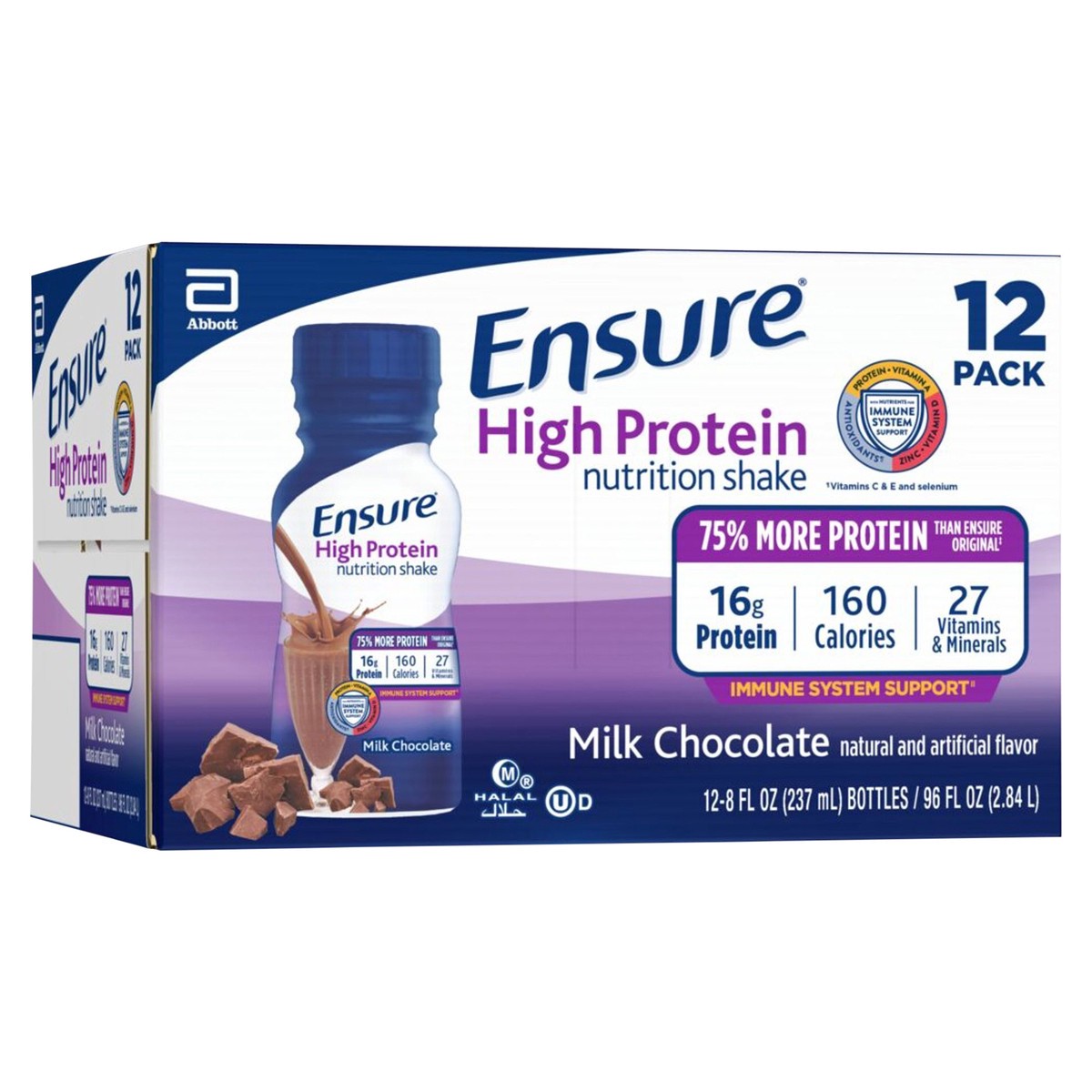 slide 2 of 5, Ensure High Protein Milk Chocolate Nutrition Shake 12 - 8 fl oz Bottles, 12 ct