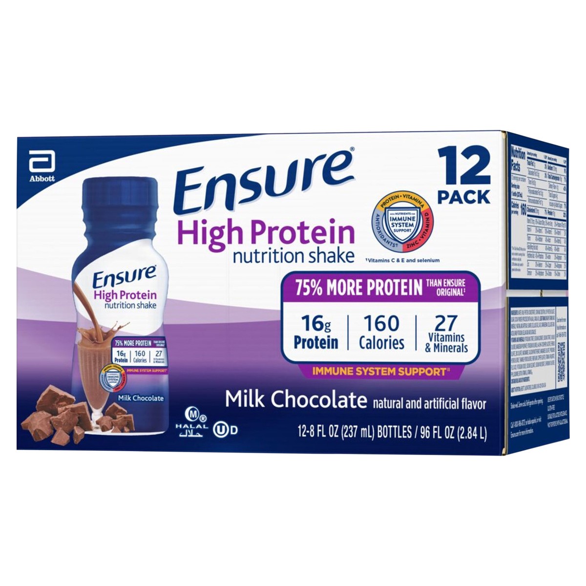 slide 3 of 5, Ensure High Protein Milk Chocolate Nutrition Shake 12 - 8 fl oz Bottles, 12 ct