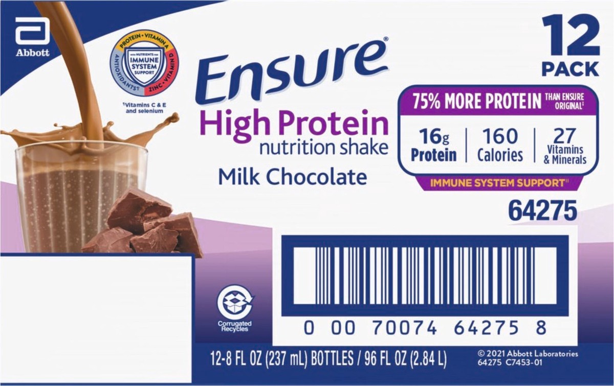 slide 5 of 5, Ensure High Protein Milk Chocolate Nutrition Shake 12 - 8 fl oz Bottles, 12 ct