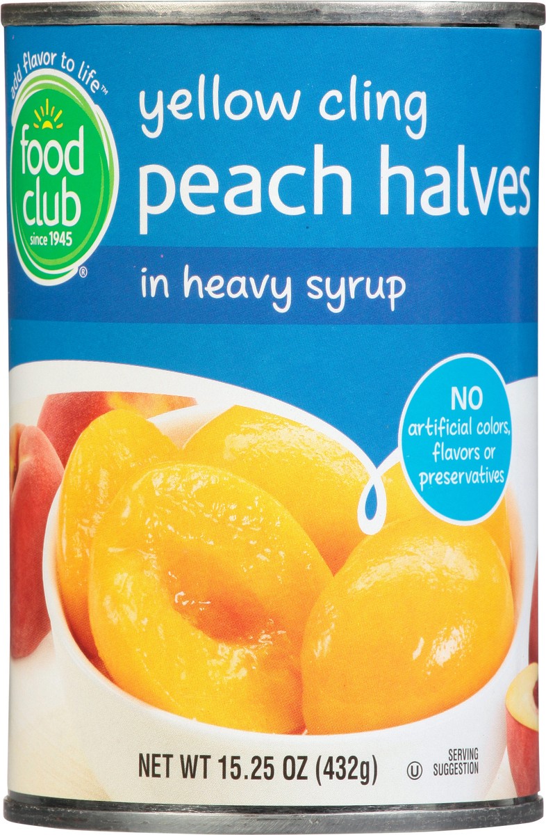 slide 15 of 16, Food Club Yellow Cling Peach Halves in Heavy Syrup 15.25 oz, 15.25 oz