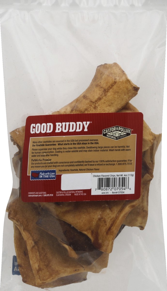 slide 3 of 5, Castor & Pollux Good Buddy Dog Treat - Rawhide Chips With Natural Chicken Flavor - 8 oz Bag, 8 oz