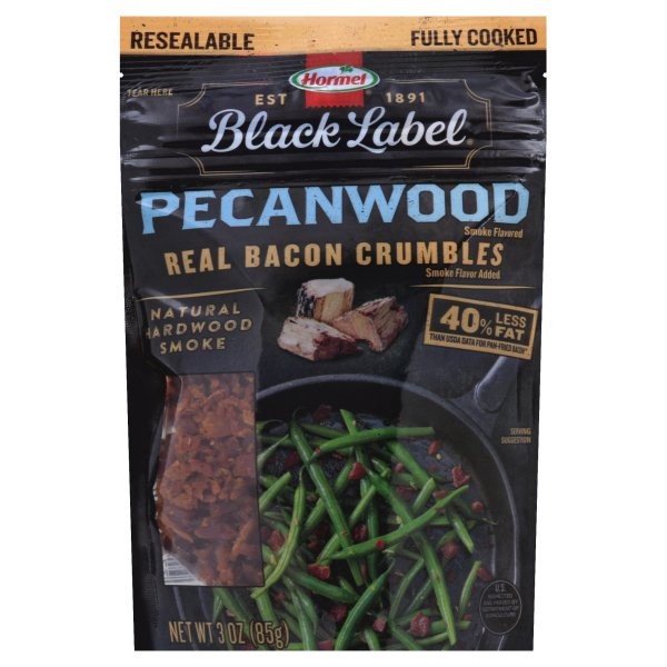 slide 1 of 6, Black Label Pecanwood Real Bacon Crumbles, 3 oz