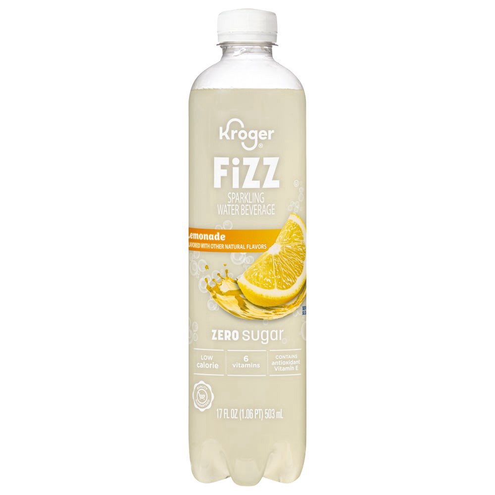 slide 1 of 3, Kroger® Zero Sugar Lemonade Fizz Sparkling Water, 17 fl oz