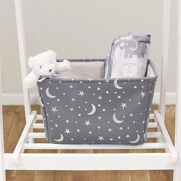 slide 2 of 2, Closet Complete Moon & Stars Canvas Storage Bin - Grey/Silver, 1 ct