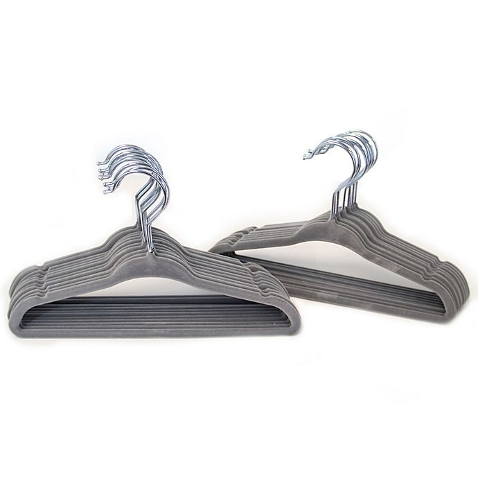 slide 1 of 3, Closet Complete Kids Velvet Hangers - Grey, 25 ct