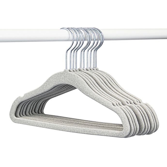 slide 2 of 4, Closet Complete Flocked Children's Hangers - Light Grey, 10 ct