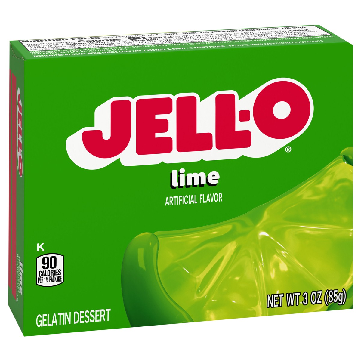 slide 8 of 9, Jell-O Lime Artificially Flavored Gelatin Dessert Mix, 3 oz Box, 3 oz