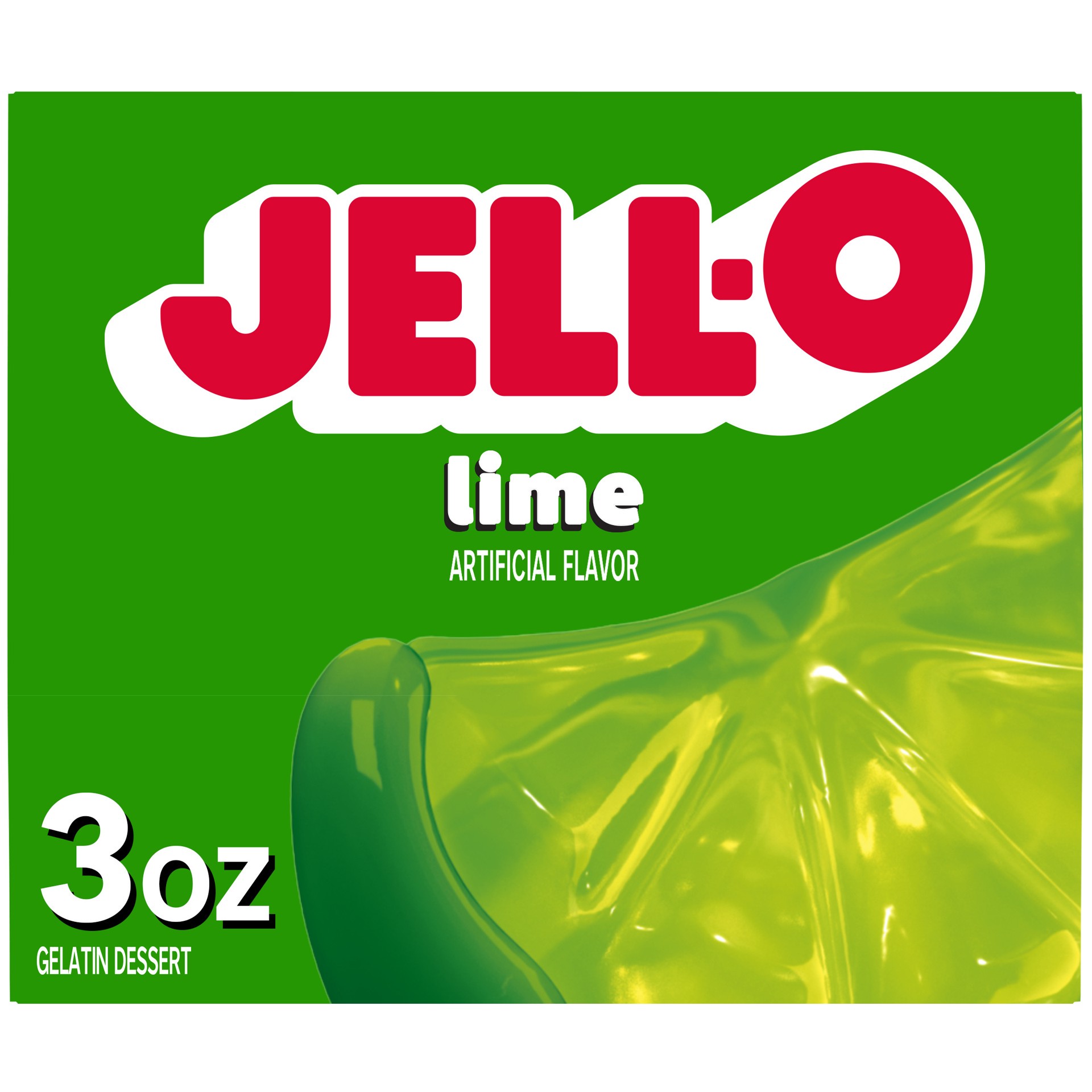 slide 1 of 9, Jell-O Lime Artificially Flavored Gelatin Dessert Mix, 3 oz Box, 3 oz