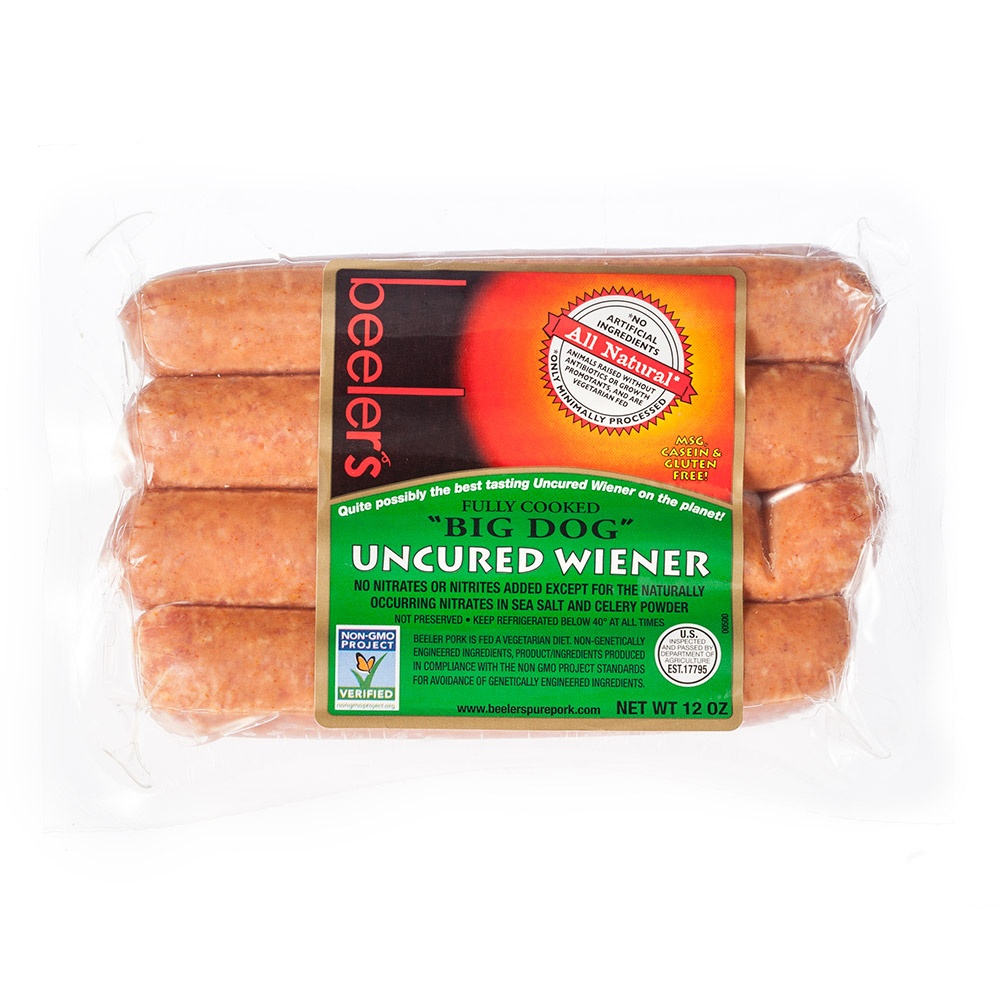 slide 1 of 1, Beeler's Big Dog Uncured Wieners, 1 ct