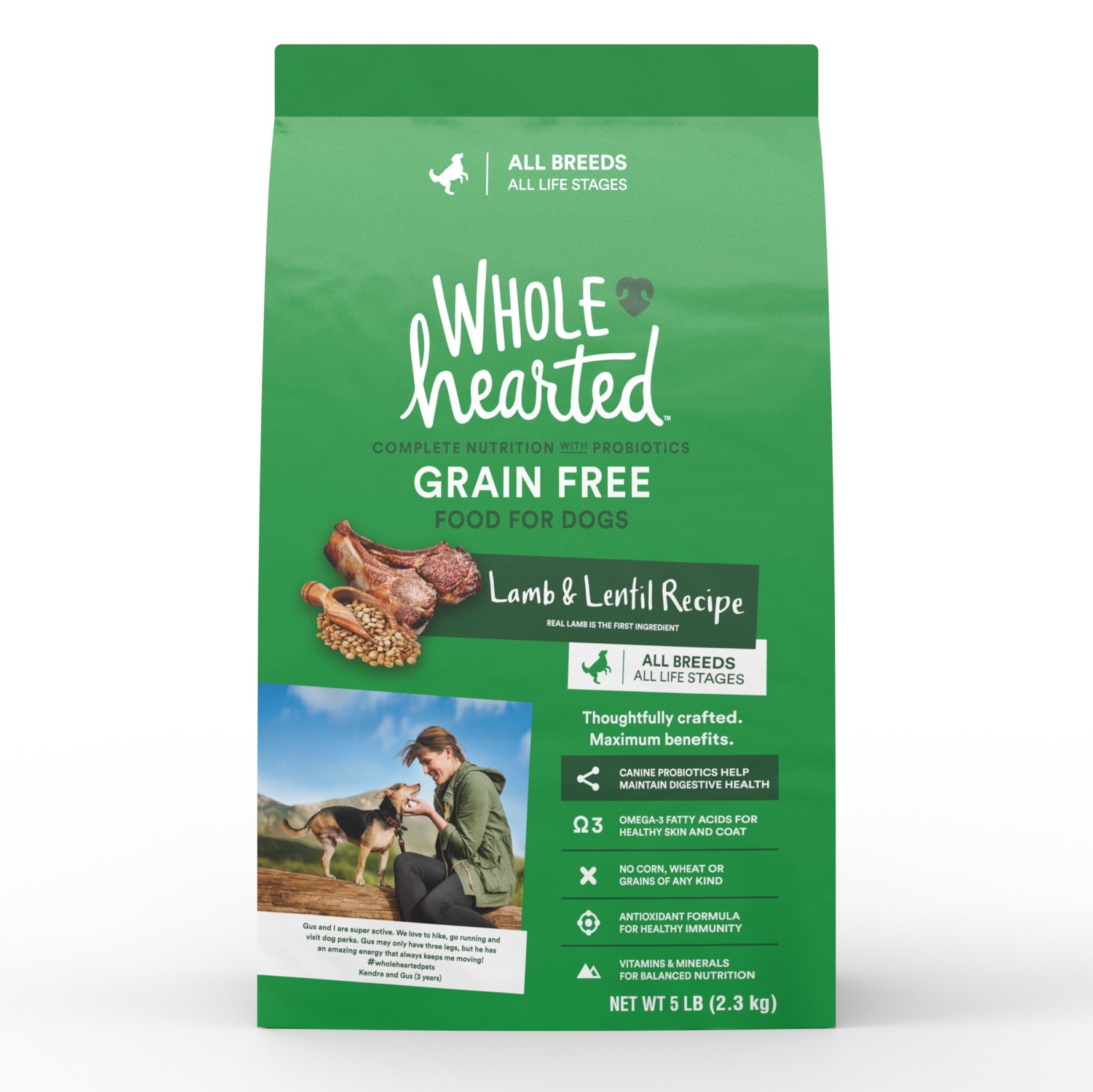 slide 1 of 1, WholeHearted Grain Free All Life Stages Lamb and Lentil Formula Dry Dog Food, 5 lb