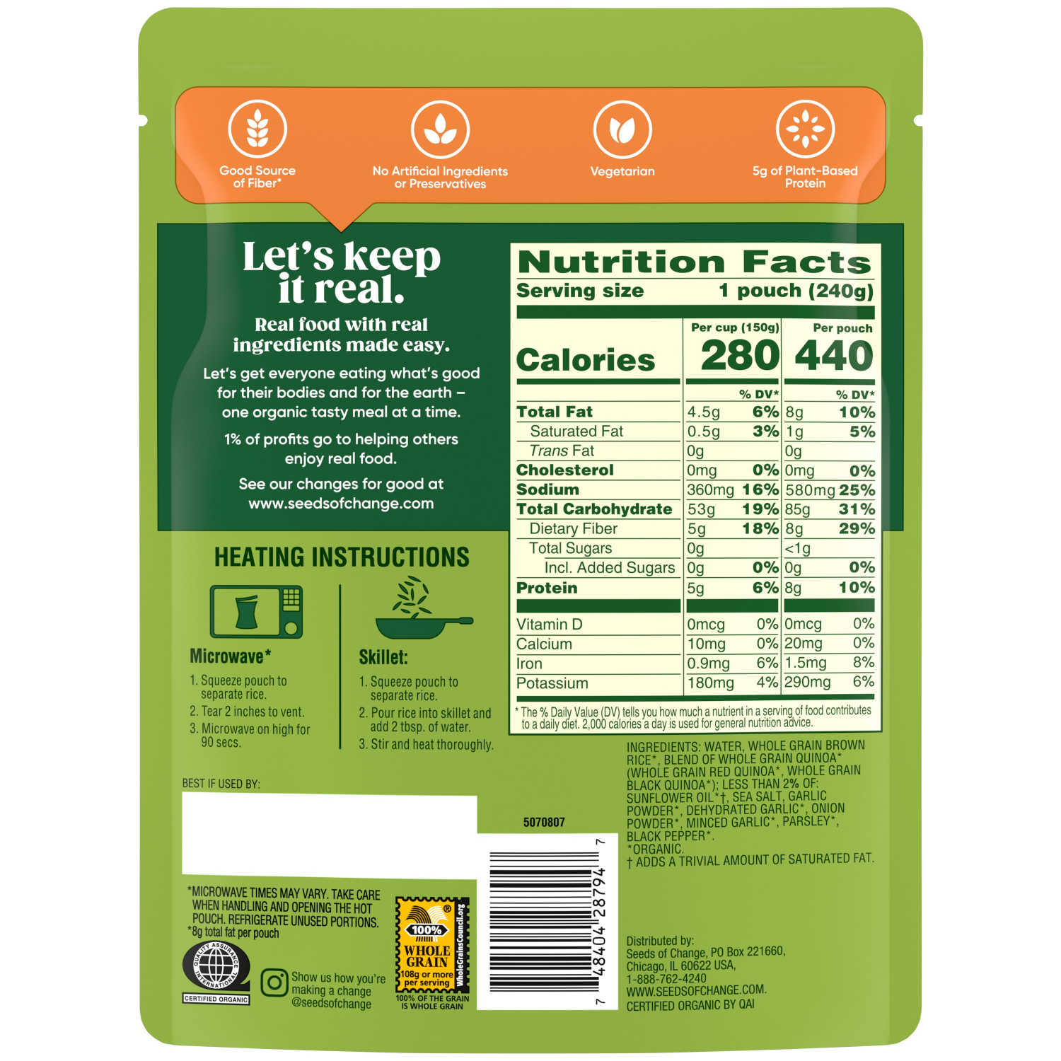 slide 3 of 8, Seeds of Change Quinoa & Brown Rice, Organic, with Garlic, 8.5 oz