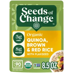 SEEDS OF CHANGE Certified Organic Quinoa Brown & Red Rice with Flaxseed, 8.5 oz. pouch