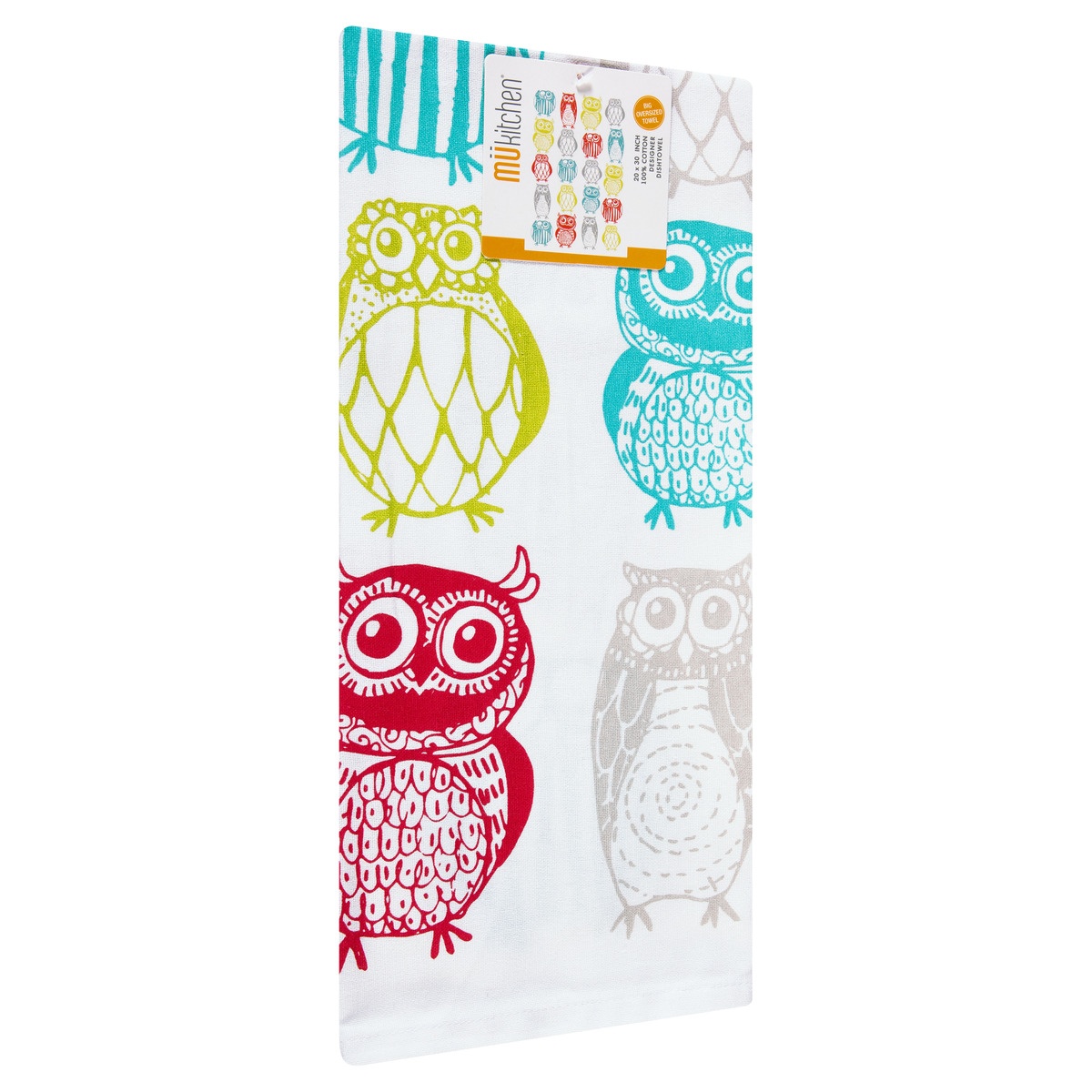 slide 9 of 9, MUkitchen Happy Owls 100% Cotton Designer Dishtowel 1 ea, 1 ct