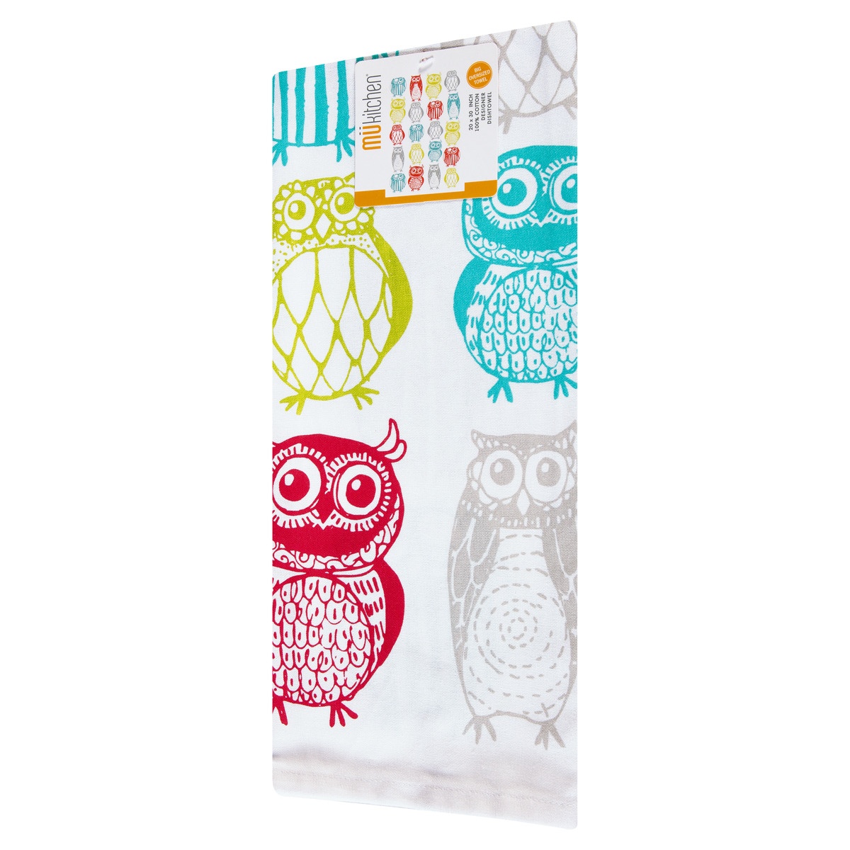 slide 8 of 9, MUkitchen Happy Owls 100% Cotton Designer Dishtowel 1 ea, 1 ct