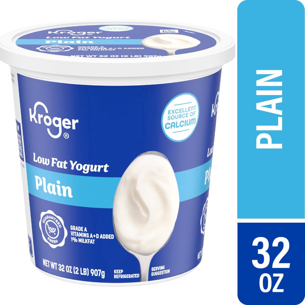 slide 2 of 4, Kroger Lowfat Plain Yogurt, 32 oz