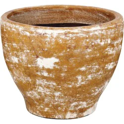 Blue Orange Pottery Medium Clay Campana Planter - Yellow