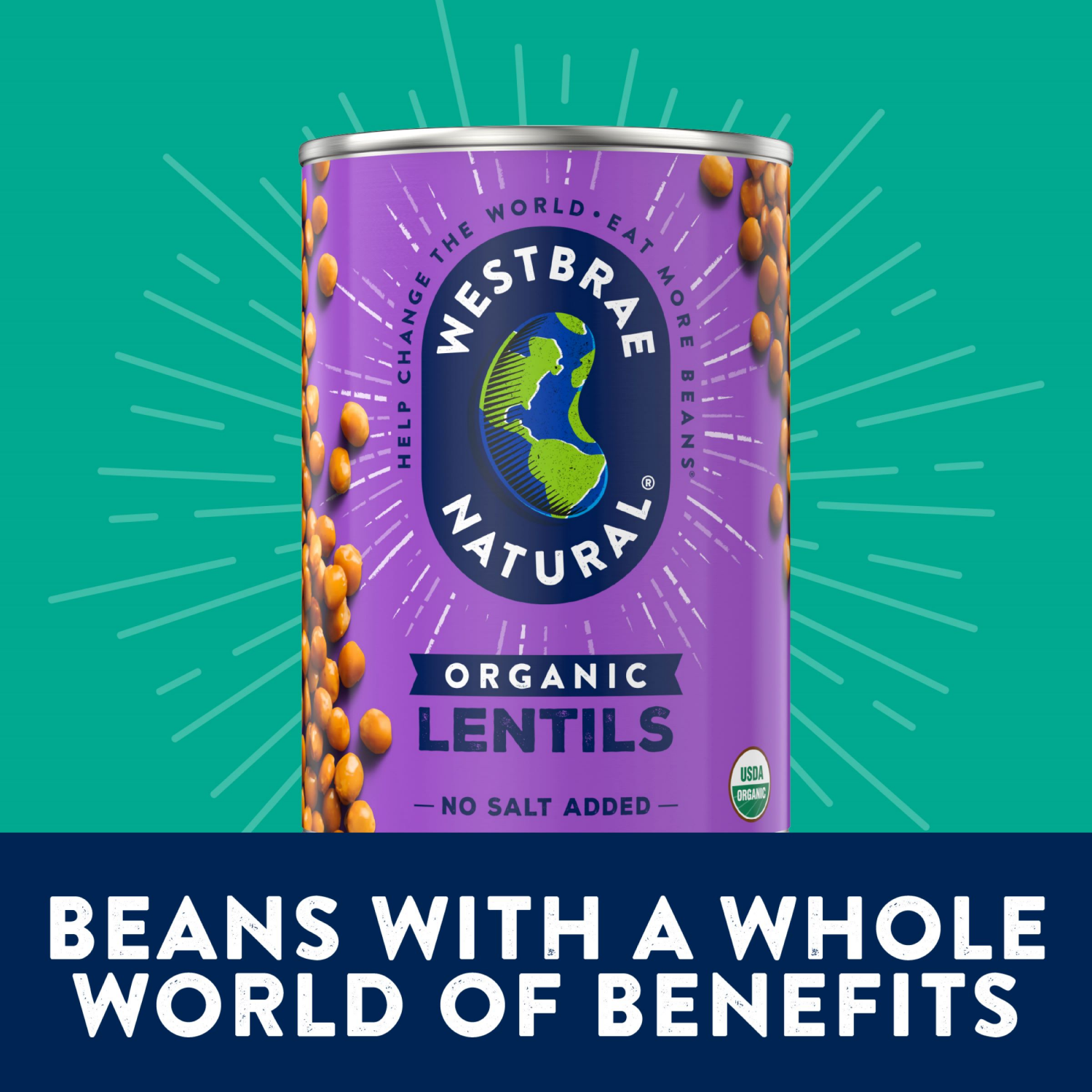 slide 5 of 8, Westbrae Natural Organic Lentil Beans, 15 oz