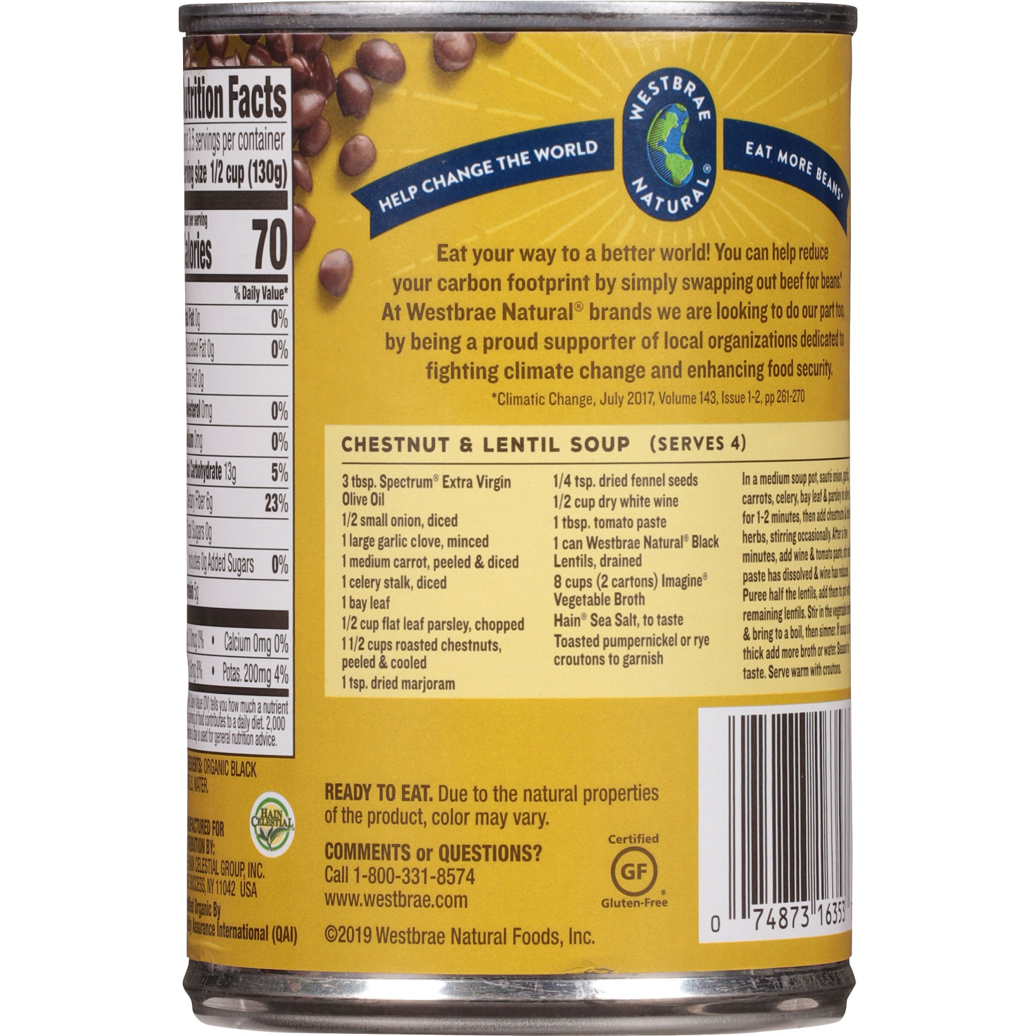 slide 5 of 7, Westbrae Natural Organic Black Lentils 15 oz. Can, 15 oz