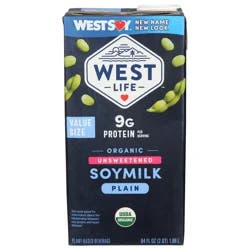 West Life Plain Unsweetened Organic Soymilk Value Size 64 fl oz