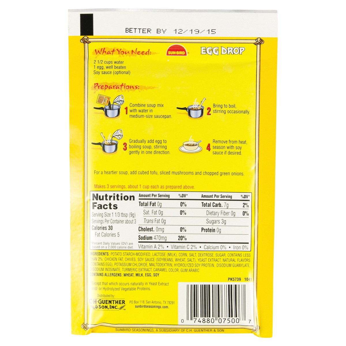 slide 2 of 2, Sun-Bird Egg Drop Soup Mix - 1 oz, 1 oz