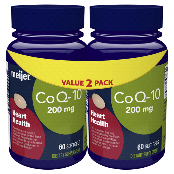 slide 1 of 1, Meijer CoQ-10 200 MG SoftgelTwin Pack, 2 pk; 60 ct