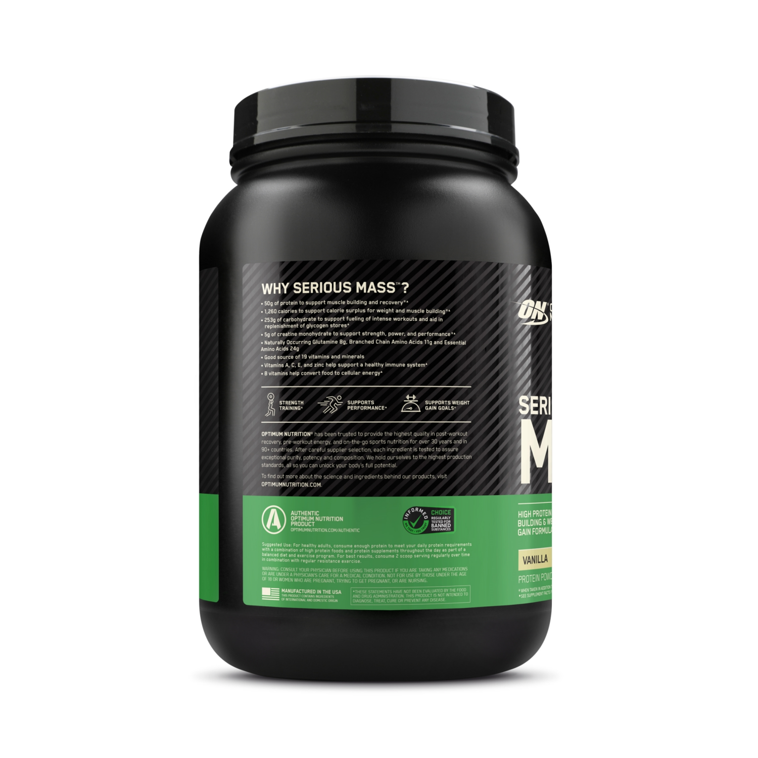 slide 2 of 5, On Serious Mass Vanilla Pwd, 3 lb