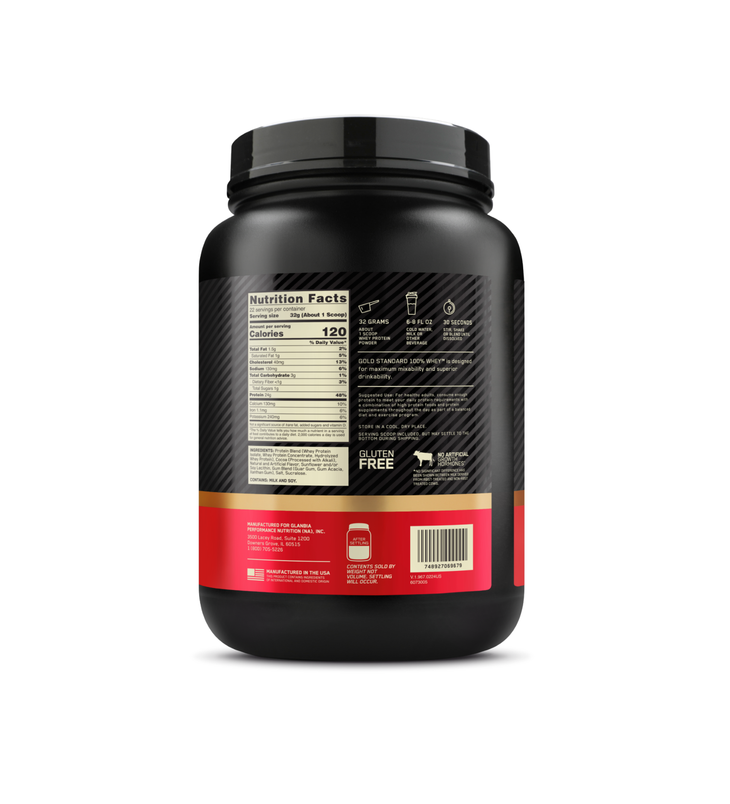 slide 2 of 2, Optimum Nutrition Gold Standard 100% Whey Protein Thin Mints Protein Powder Drink Mix 24.8 oz, 24.8 oz