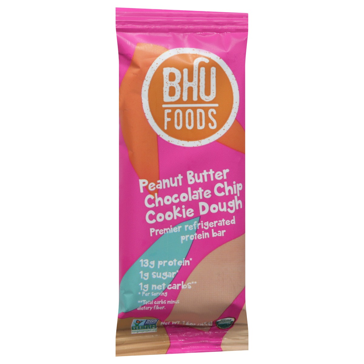 slide 6 of 9, BHU Foods Peanut Butter Chocolate Chip Cookie Dough Protein Bar 1.6 oz, 1.6 oz