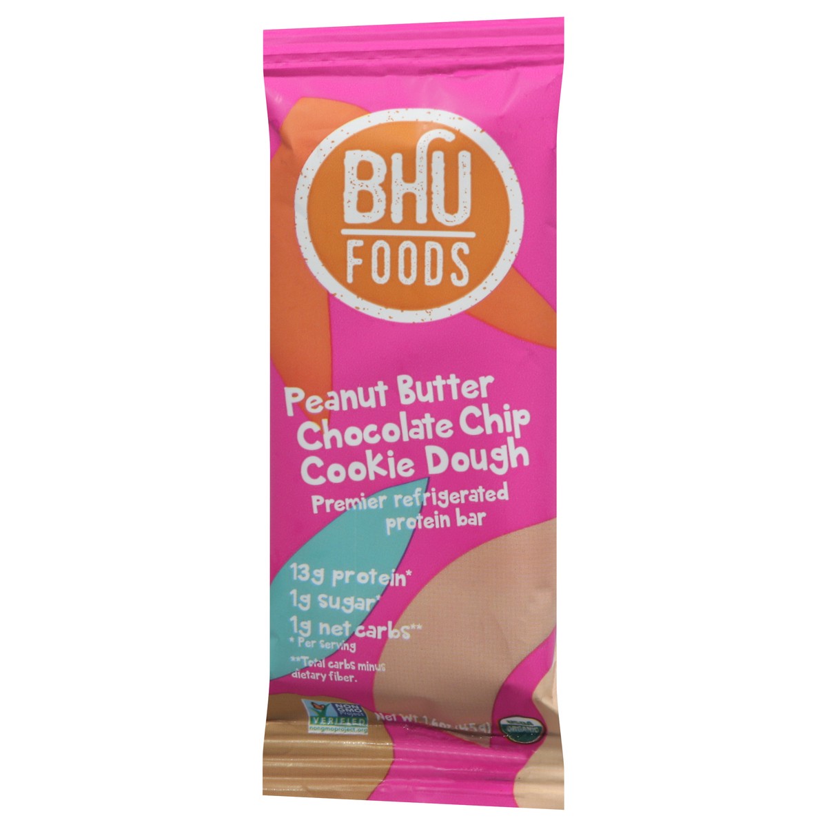 slide 7 of 9, BHU Foods Peanut Butter Chocolate Chip Cookie Dough Protein Bar 1.6 oz, 1.6 oz