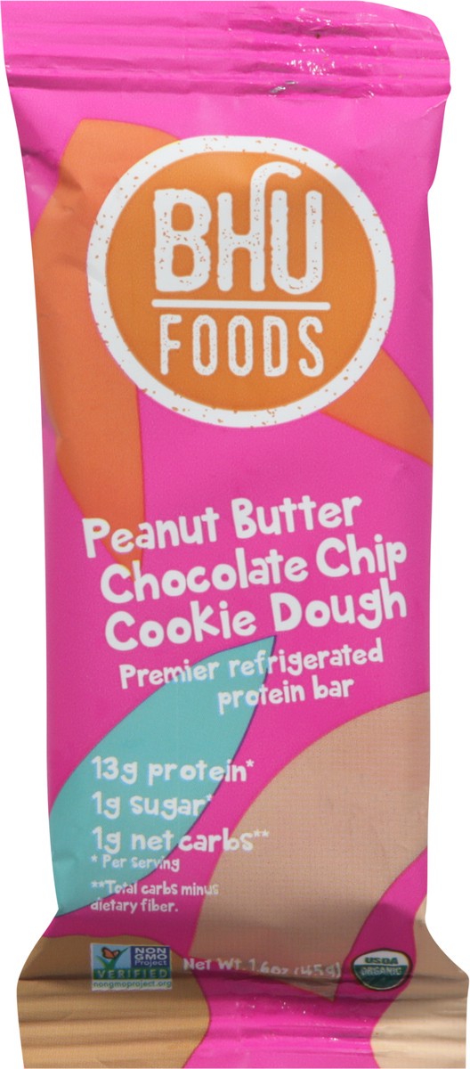 slide 3 of 9, BHU Foods Peanut Butter Chocolate Chip Cookie Dough Protein Bar 1.6 oz, 1.6 oz