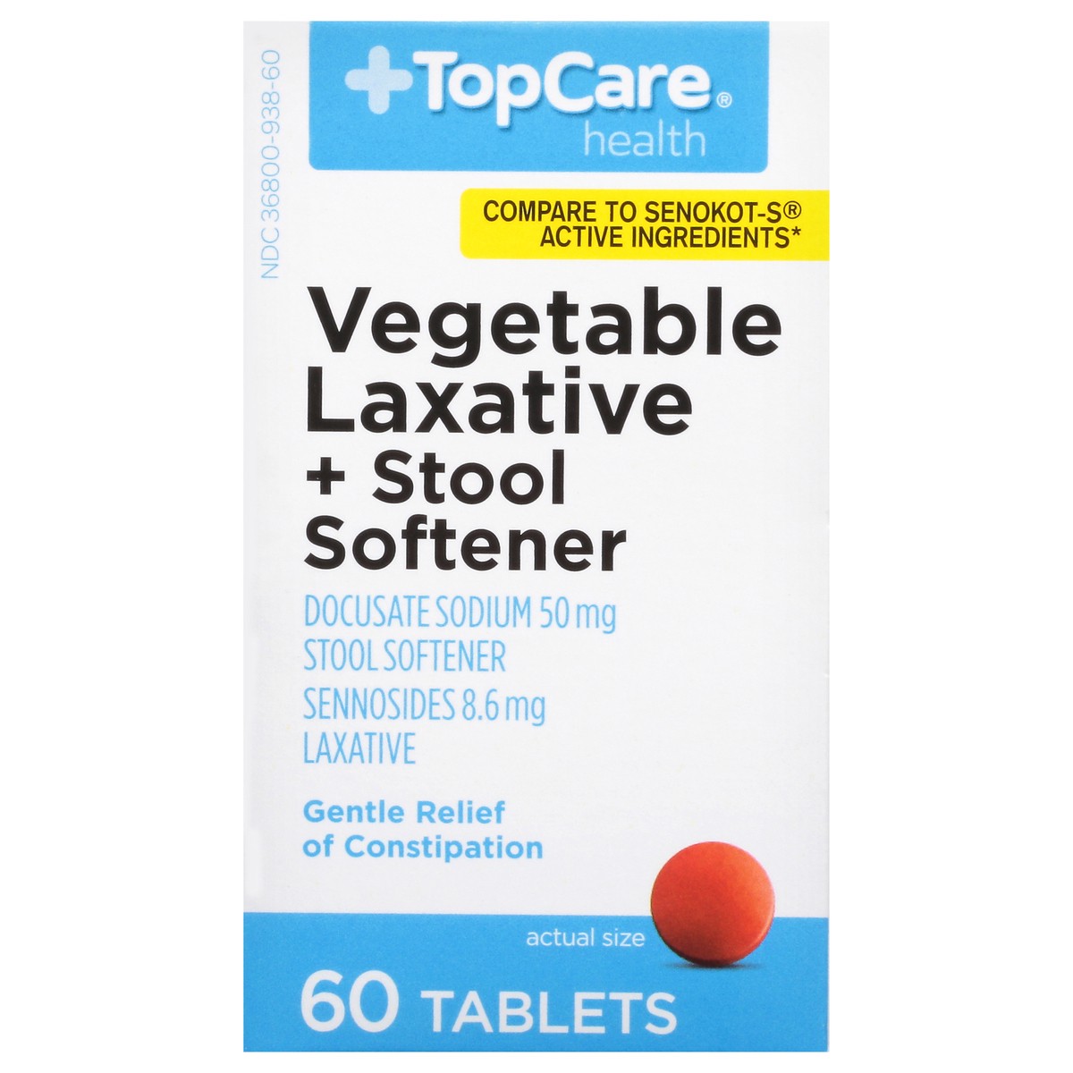 slide 16 of 16, TopCare Laxative Docusate Sodium, Tablets-Topcare Senna-S, 60 ct