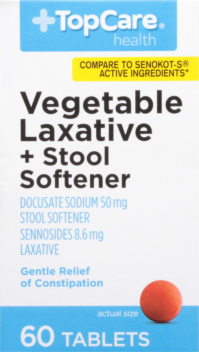 slide 9 of 16, TopCare Laxative Docusate Sodium, Tablets-Topcare Senna-S, 60 ct