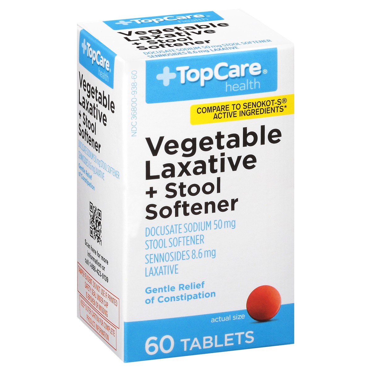 slide 10 of 16, TopCare Laxative Docusate Sodium, Tablets-Topcare Senna-S, 60 ct