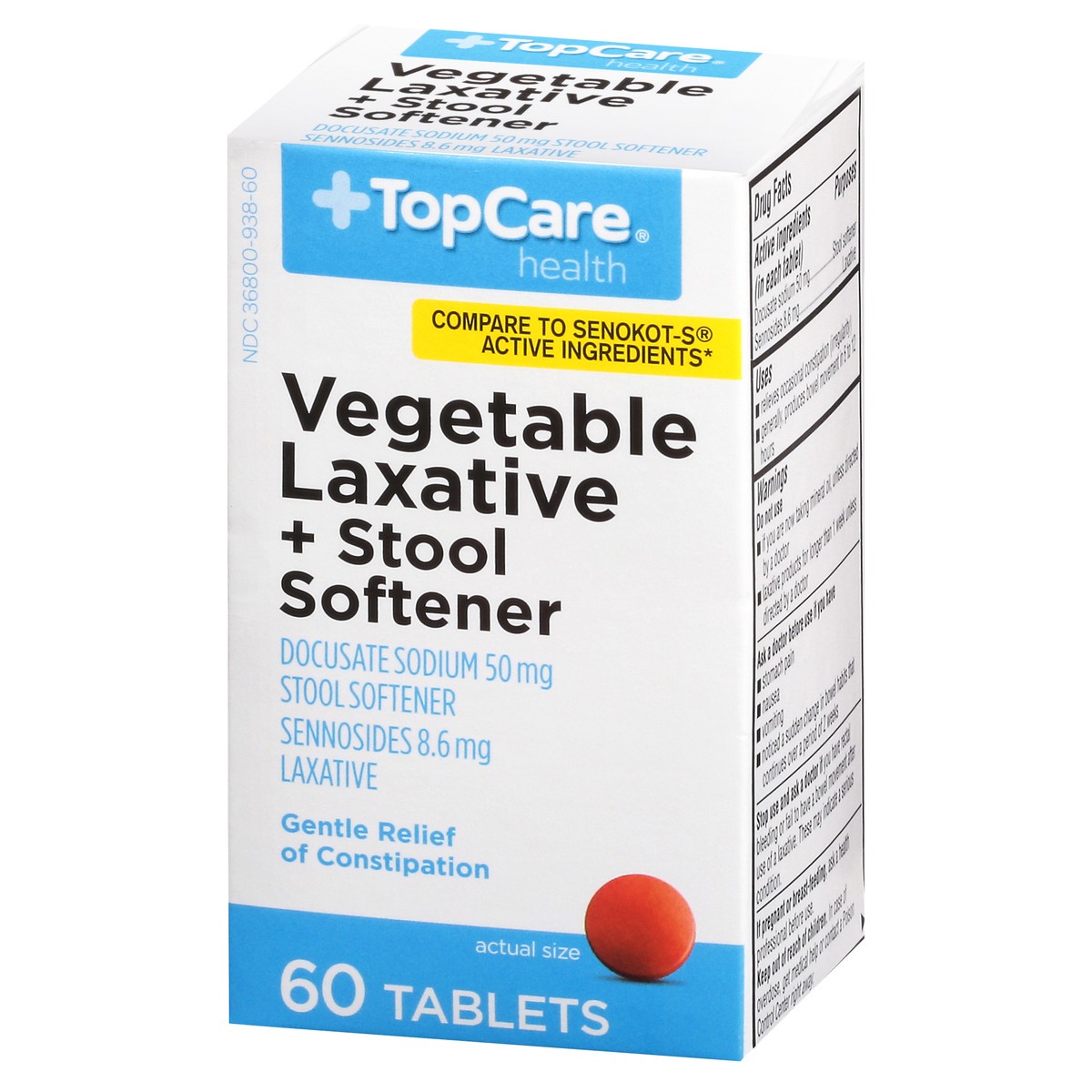 slide 5 of 16, TopCare Laxative Docusate Sodium, Tablets-Topcare Senna-S, 60 ct