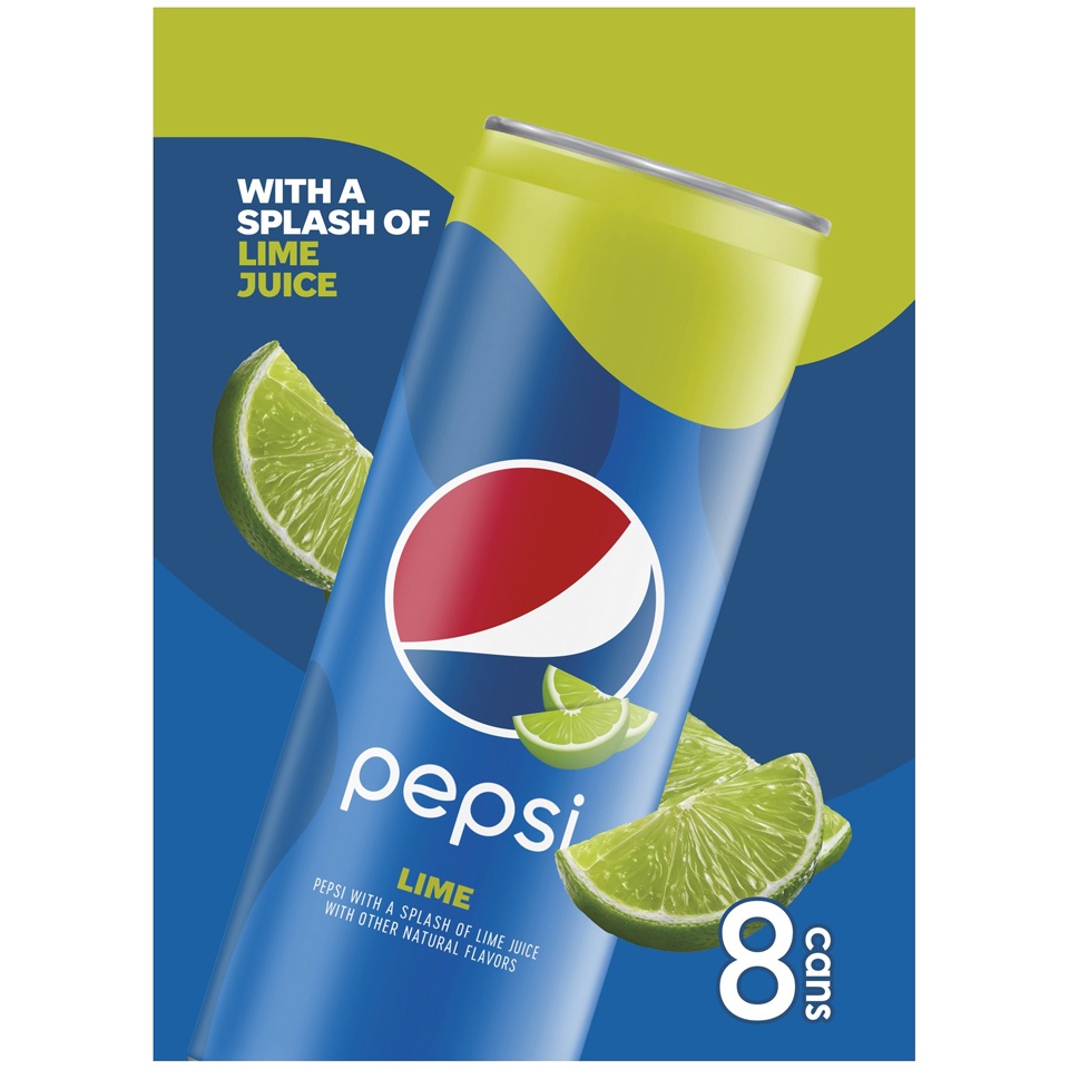 slide 2 of 4, Pepsi Cola Splash Of Lime, 8 ct; 12 fl oz